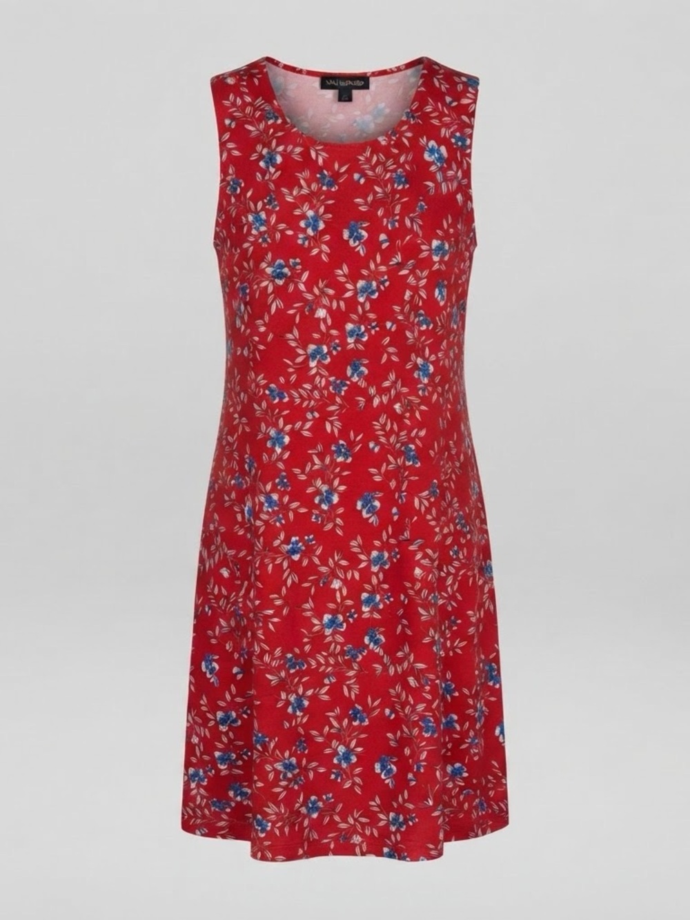 Nina Leonard Womens XL Red Floral Sleeveless A-Line Shift Dress Stretch